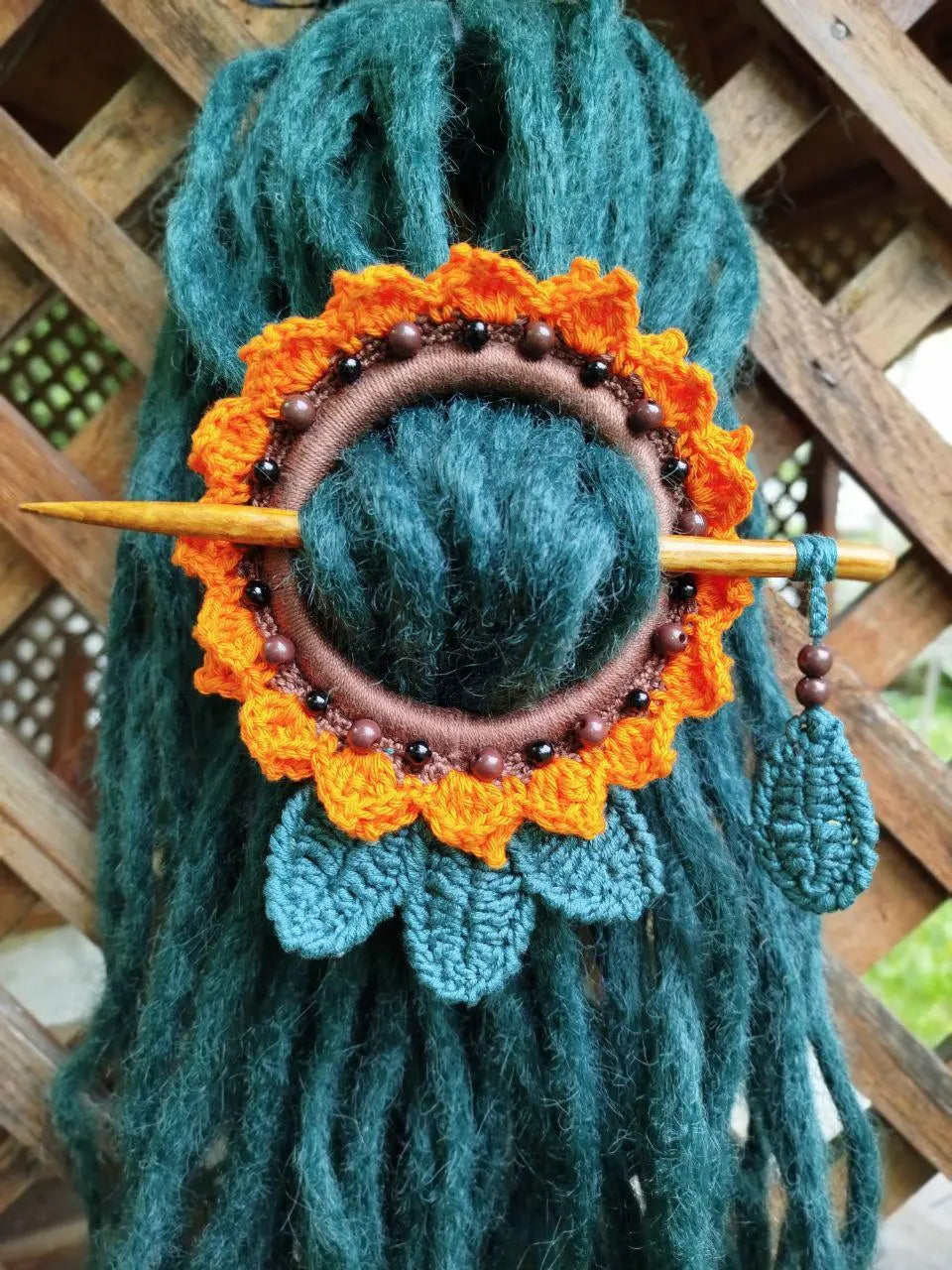 Burnt Orange Crochet Hair Cuff for Dreadlocks