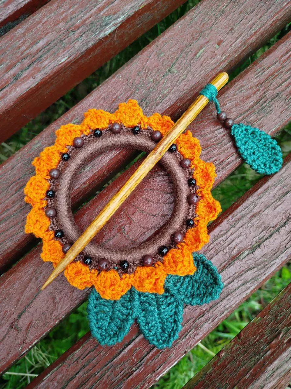 Burnt Orange Crochet Hair Cuff for Dreadlocks