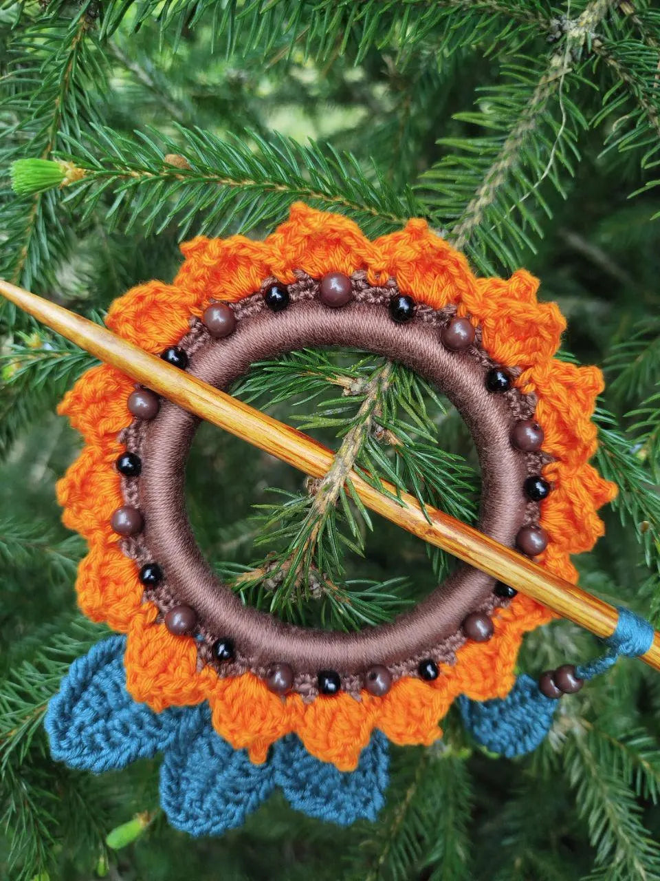 Burnt Orange Crochet Hair Cuff for Dreadlocks