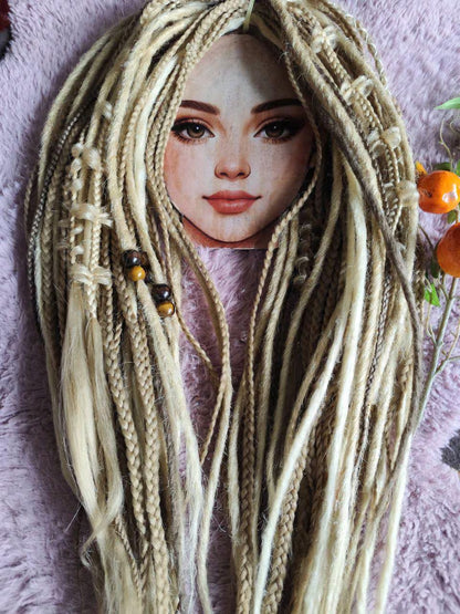 Dirty Blond and Dark Blond Double Ended Boho Fake Dreads and Braids