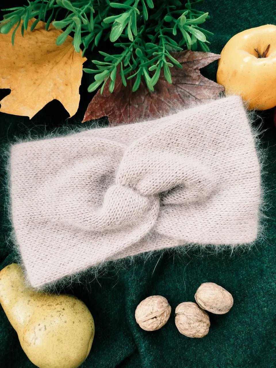Powder Pink Angora Headband – Handmade Knitted Winter Ear Warmer