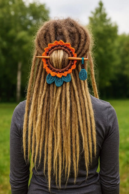 Burnt Orange Crochet Hair Cuff for Dreadlocks