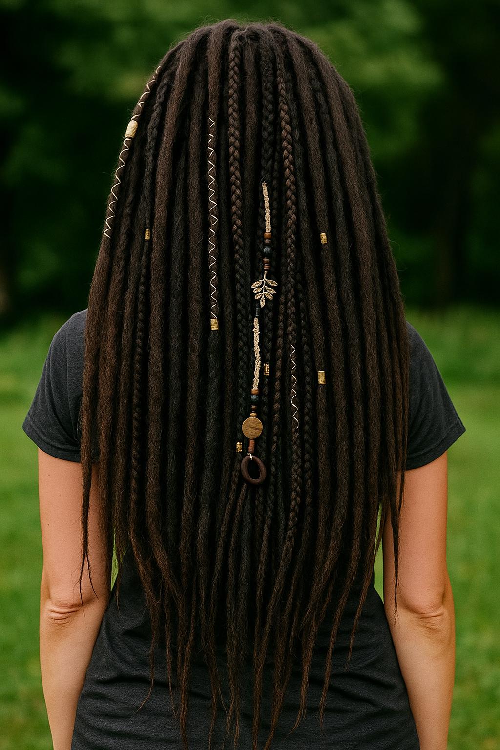 Dark Brown Double Ended Dreads and Braids Mix – Synthetic Extensions