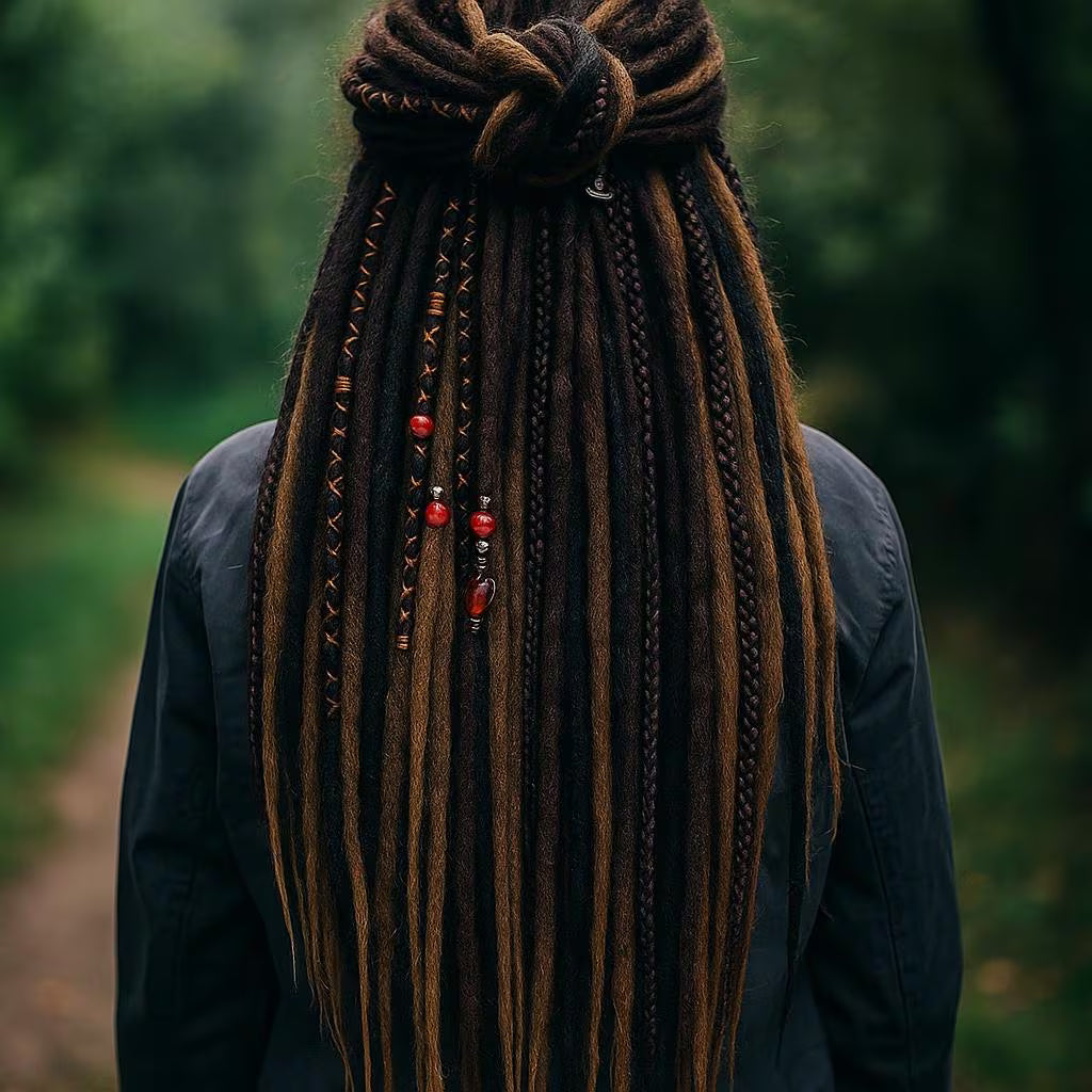 Brown to Blonde Ombre Dreads & Braids Mix – Natural Double Ended Extensions