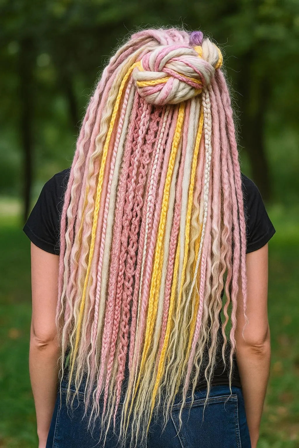 Pink Blonde Yellow Boho Fake Dreads – Double Ended Synthetic Dreads