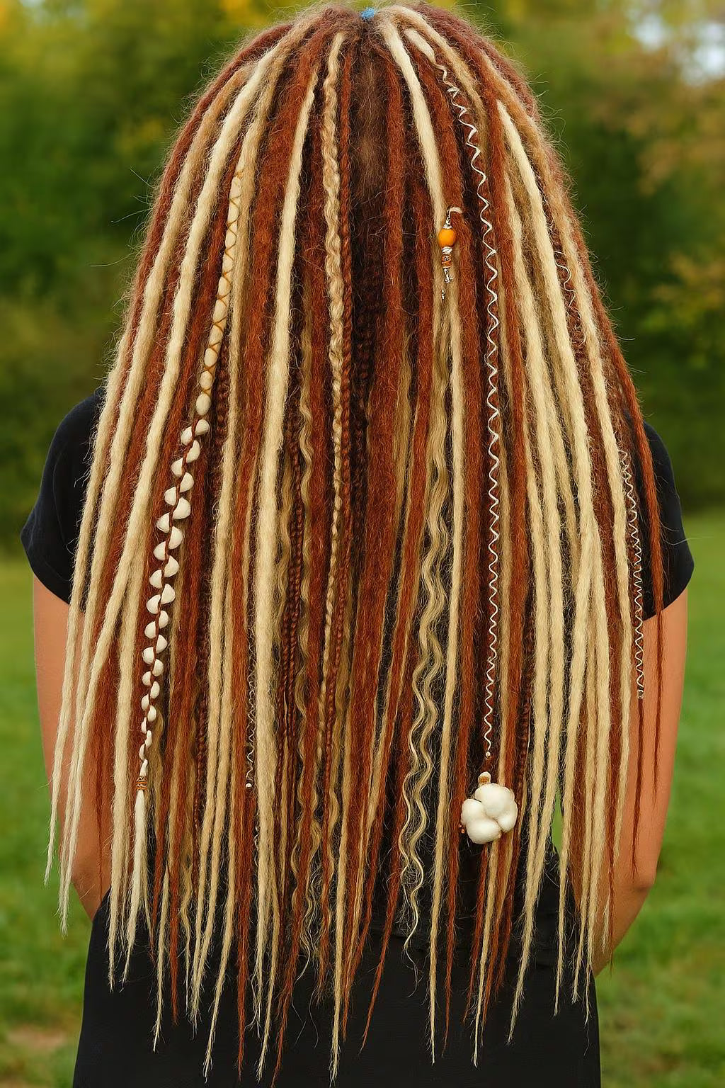 Warm Brown & Blonde Double Ended Boho Fake Dreads with Loose Curls