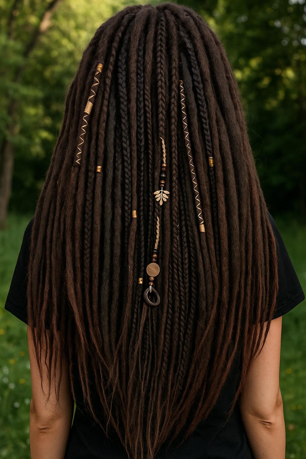 Dark Brown Double Ended Dreads and Braids Mix – Synthetic Extensions
