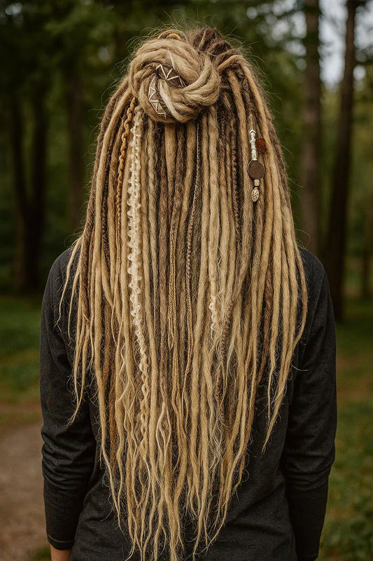Boho Chic Dirty Blond and Dark Blond Double Ended Synthetic Dreads and Braids