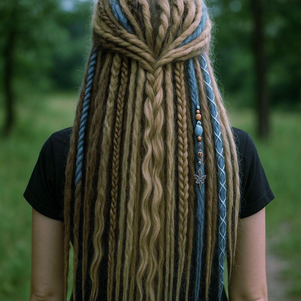 dirty blonde blue DE synthetic dreadlocks