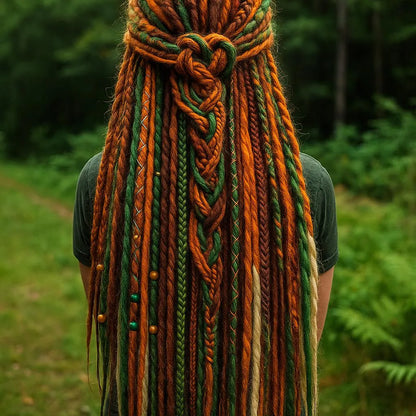 Copper Green Blonde Double Ended Dreadlocks – Forest Style Synthetic DE Set
