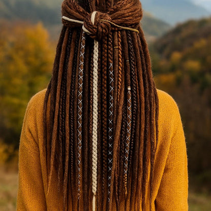 Warm Brown & Milky Blonde Boho Fake Dreads and Braids Mix – Multi-Tone Double Ended Extensions