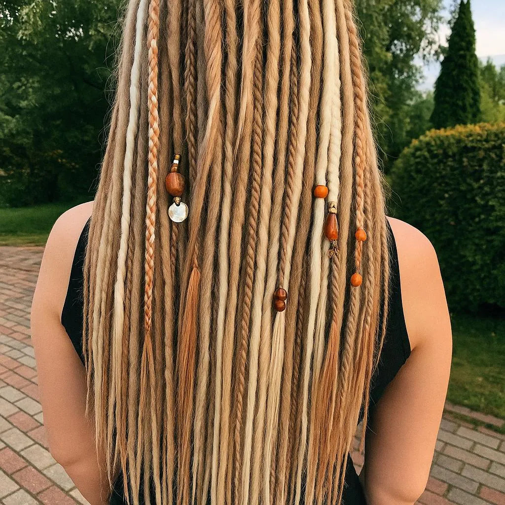 Dirty Strawberry Milky Blonde Boho Fake Dreads – Double Ended Synthetic Dreads