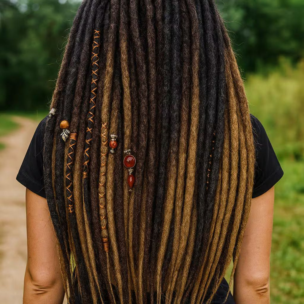 Brown to Blonde Ombre Dreads & Braids Mix – Natural Double Ended Extensions