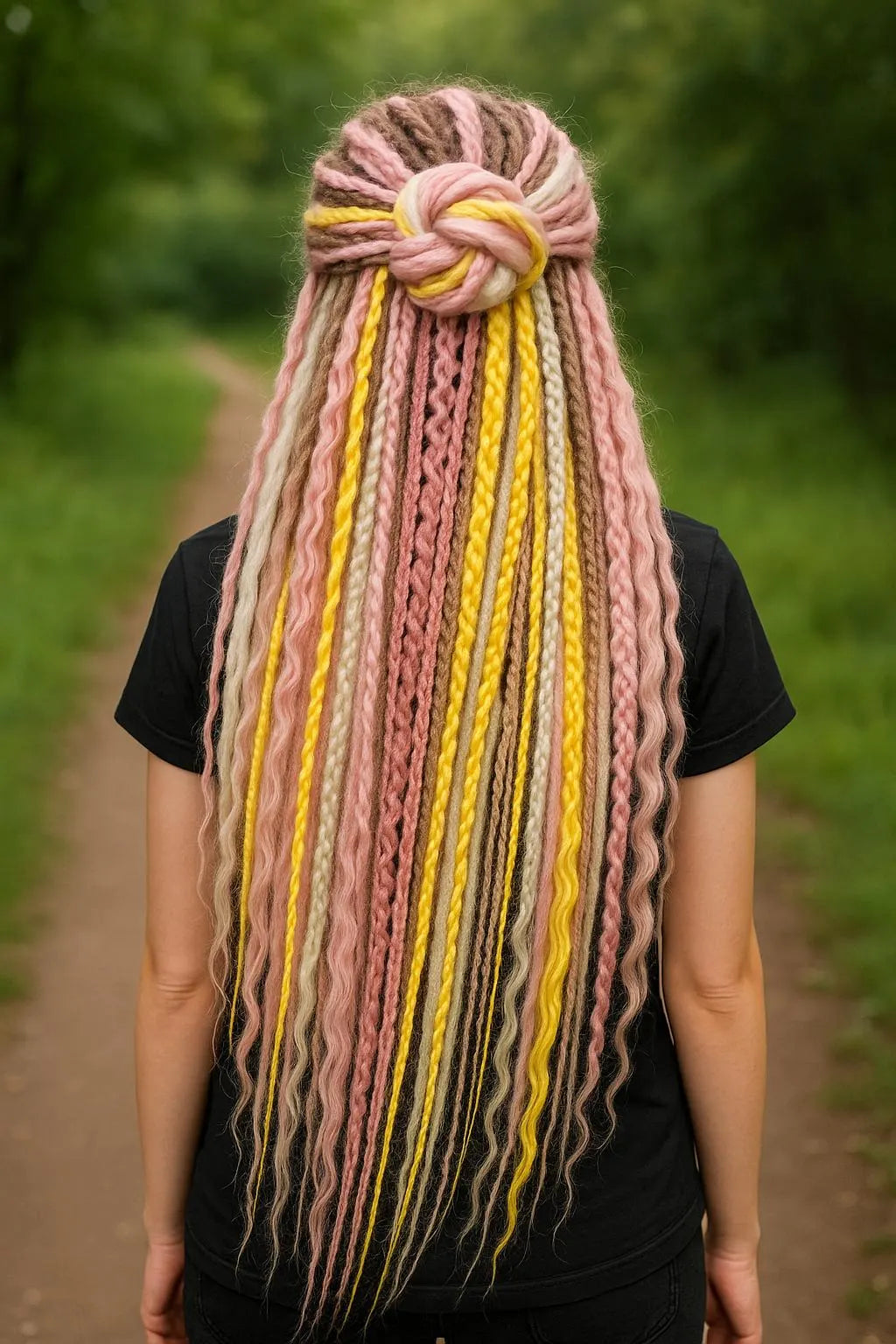 Pink Blonde Yellow Boho Fake Dreads – Double Ended Synthetic Dreads