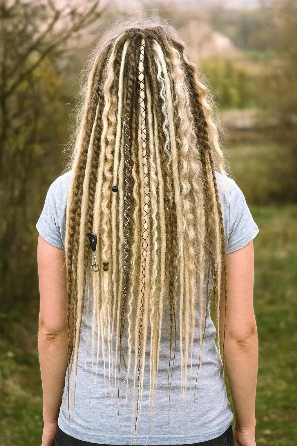 Weizenblond, Sandblond, Dunkelblond Boho Fake Dreads – Double Ended Synthetic Dreads