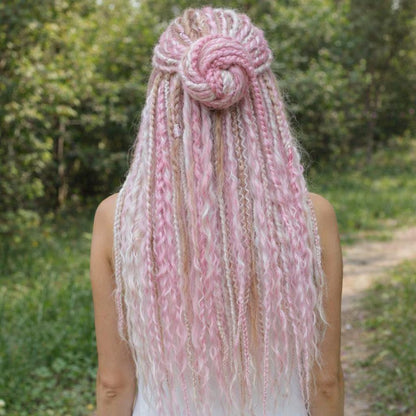 Pink White Hidden Base Visible Length Curly Hair Extensions