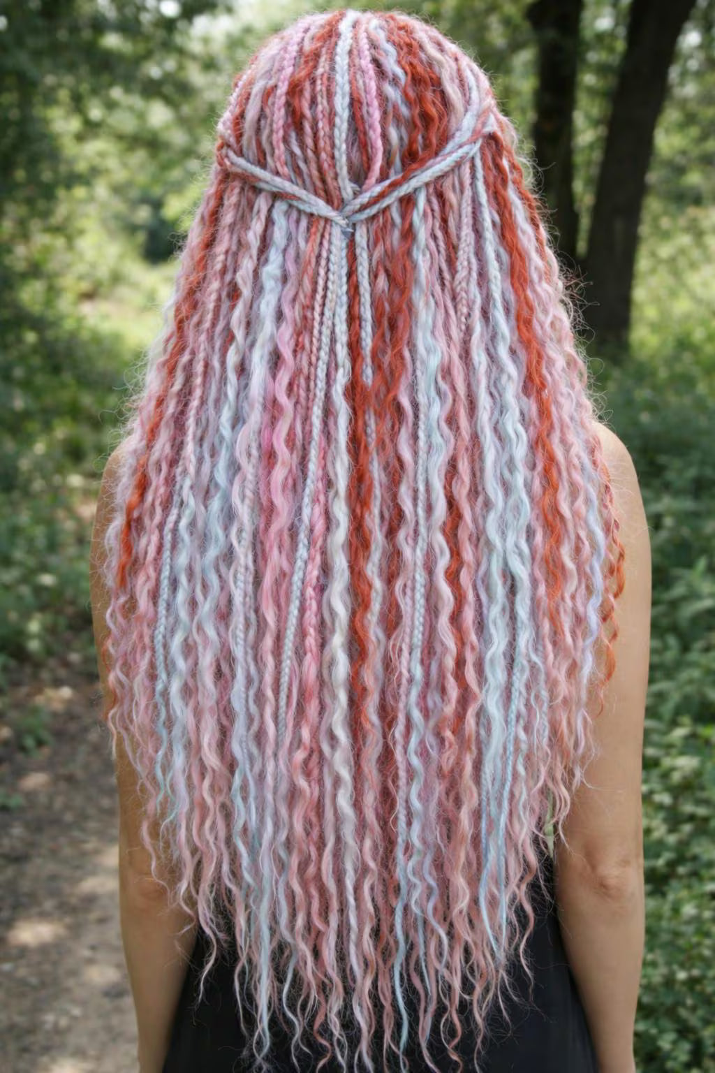 Pink White Red Hidden Base Visible Length Hair Extensions