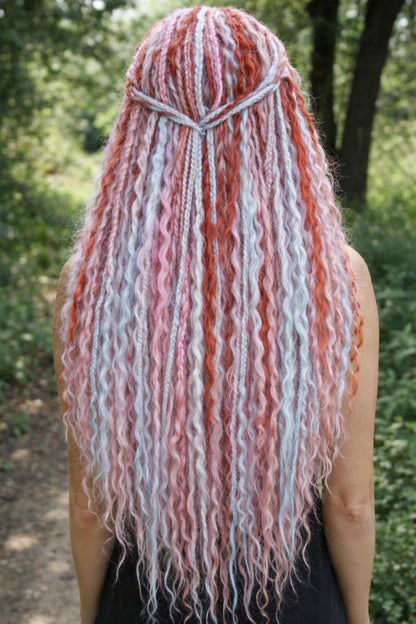 Pink White Red Hidden Base Visible Length Hair Extensions