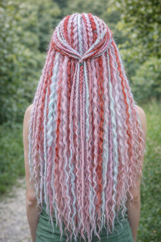 Pink White Red Hidden Base Visible Length Hair Extensions