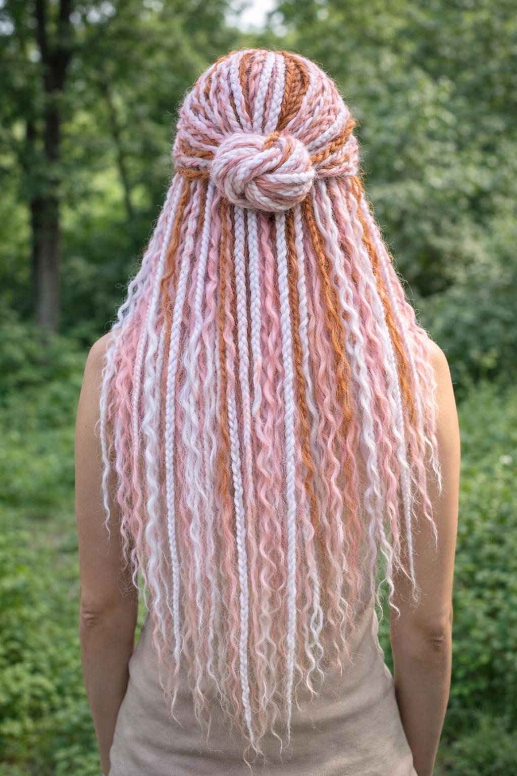 Pink White Red Hidden Base Visible Length Hair Extensions