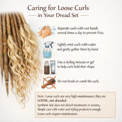 Honey blonde double ended synthetic dreadlocks with loose curls