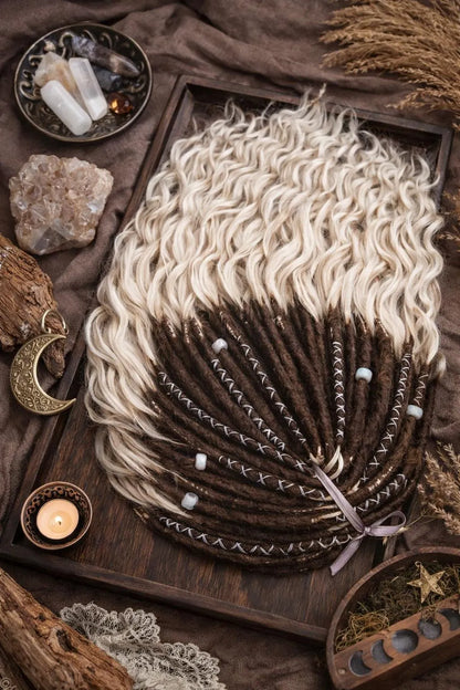 Light Beige Blonde Brown Boho Dreadlock Extensions – Brushable Faux Dreads, Soft Look