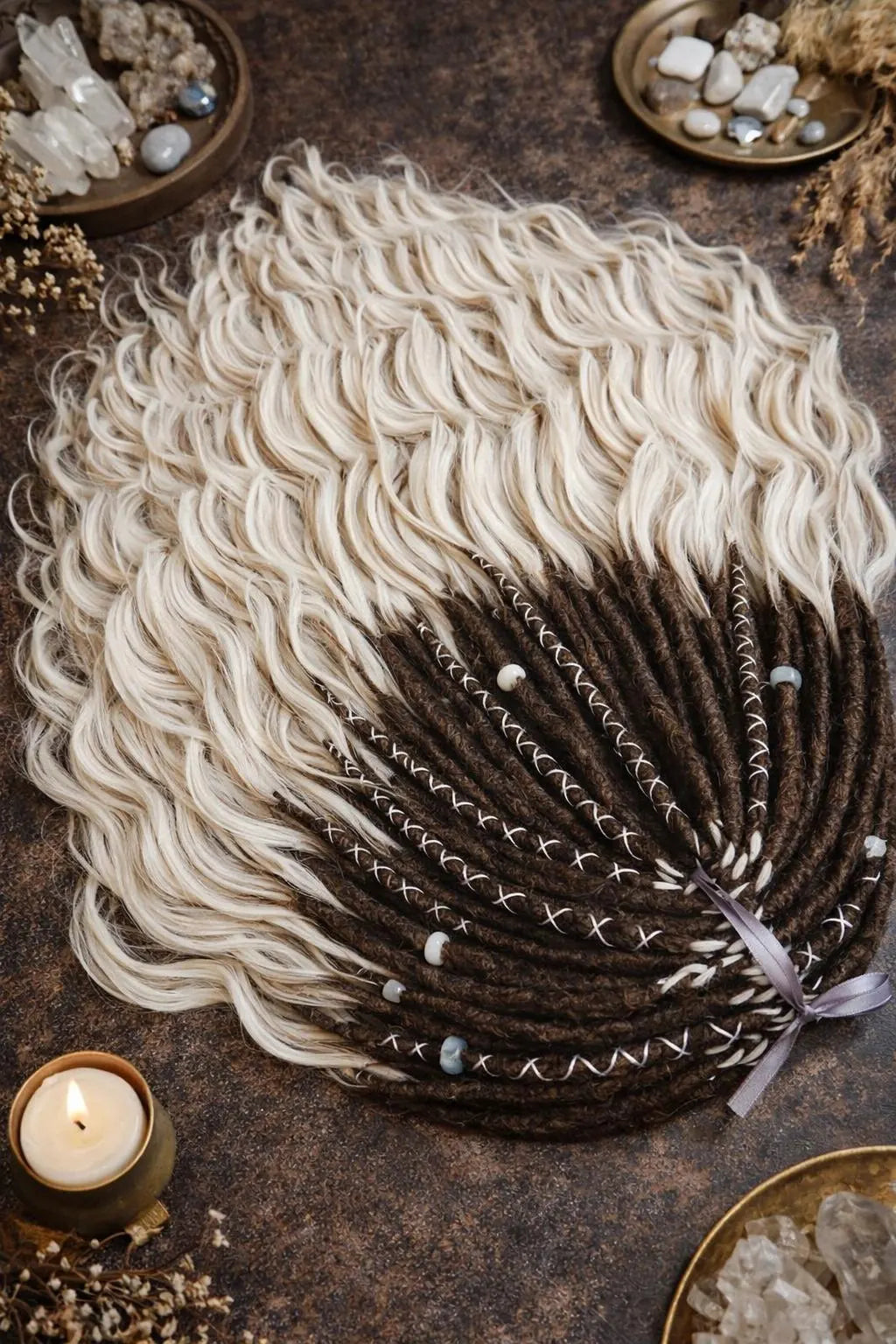 Light Beige Blonde Brown Boho Dreadlock Extensions – Brushable Faux Dreads, Soft Look