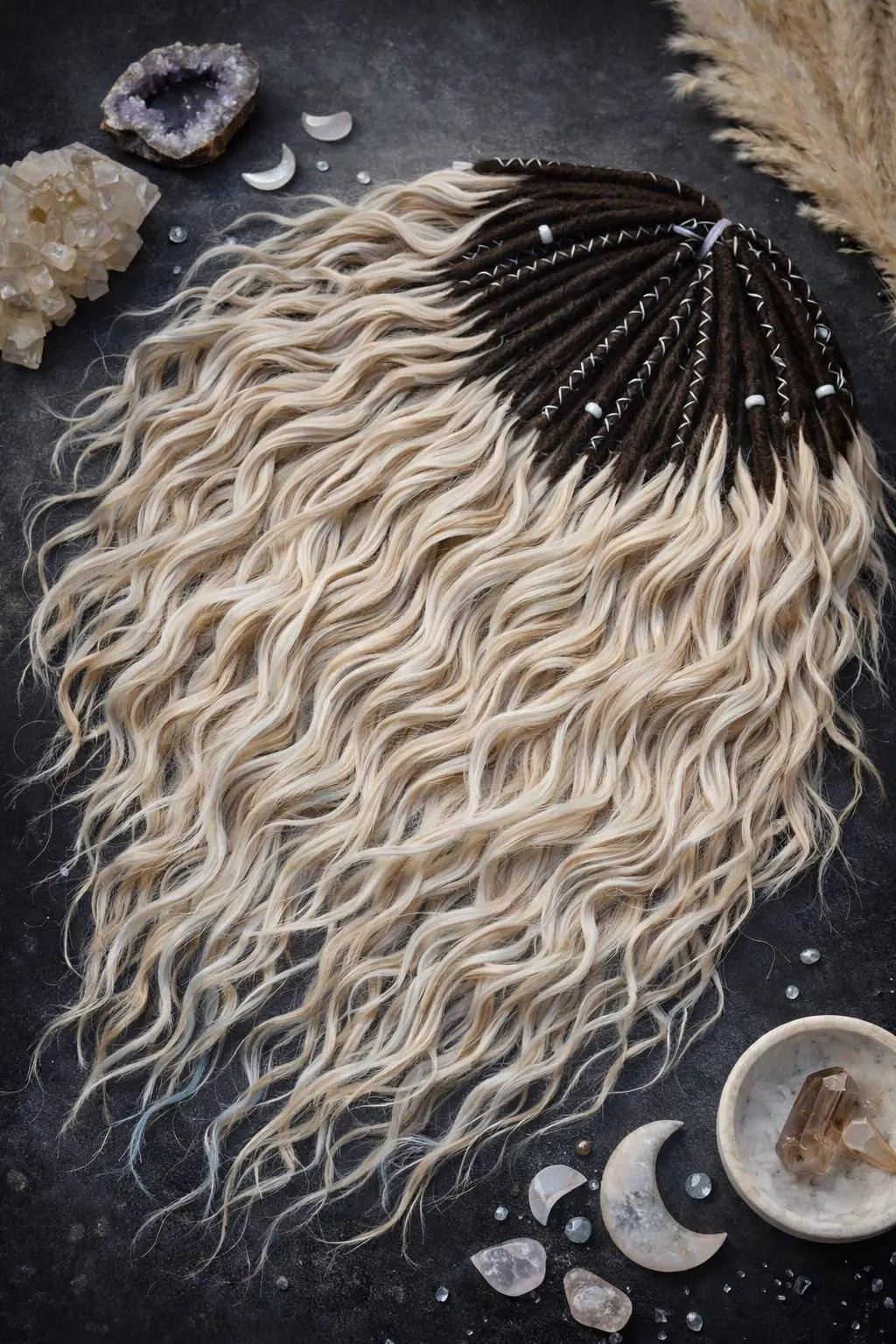 Light Beige Blonde Brown Boho Dreadlock Extensions – Brushable Faux Dreads, Soft Look