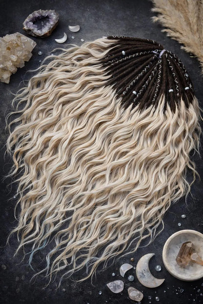 Light Beige Blonde Brown Boho Dreadlock Extensions – Brushable Faux Dreads, Soft Look