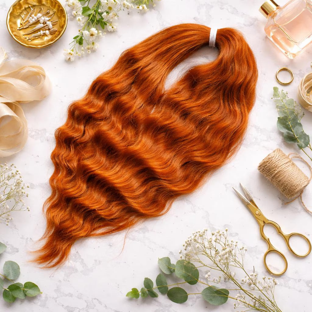 Copper Auburn Hidden Base Visible Length Hair Extensions