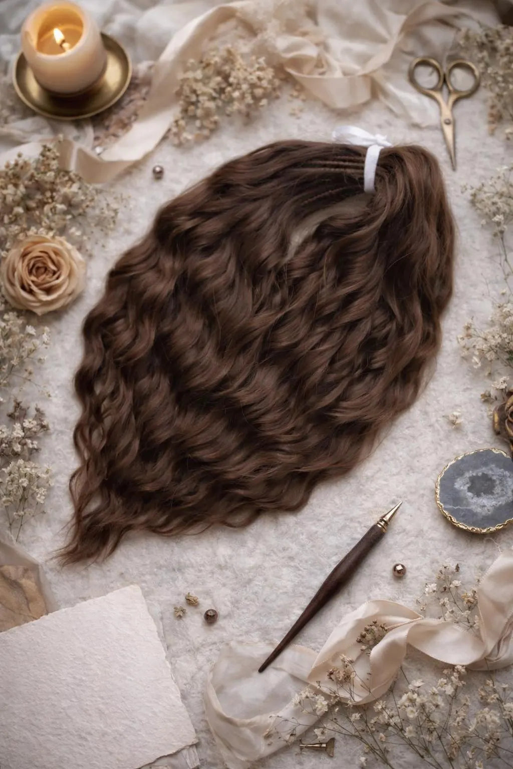 Brushable Wavy Hair Extension with Hidden Dread Base – Natural Brown 60 cm