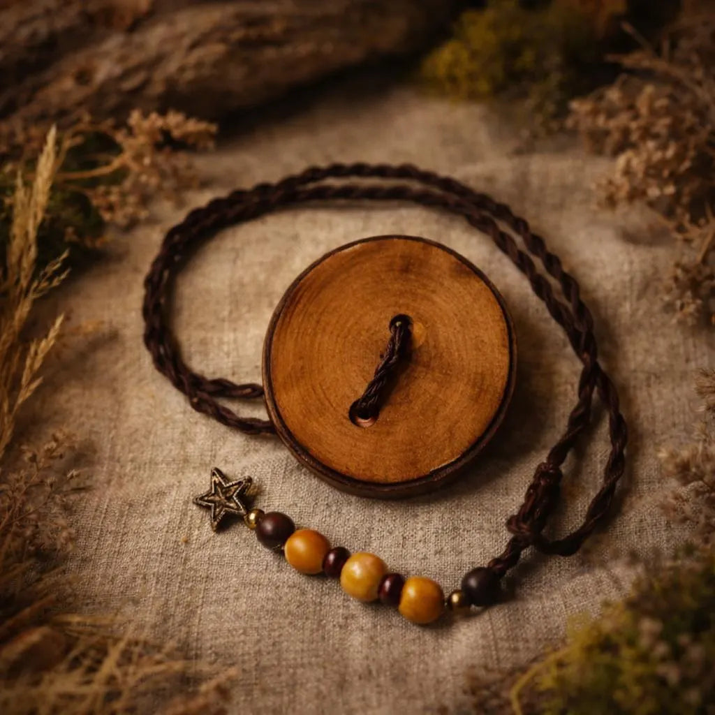 Handcrafted Wood Dreadlock Tie with Rubber Band Button – Rustic Bun Holder