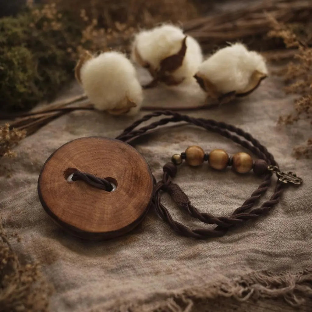 Handcrafted Wood Dreadlock Tie with Rubber Band Button – Rustic Bun Holder