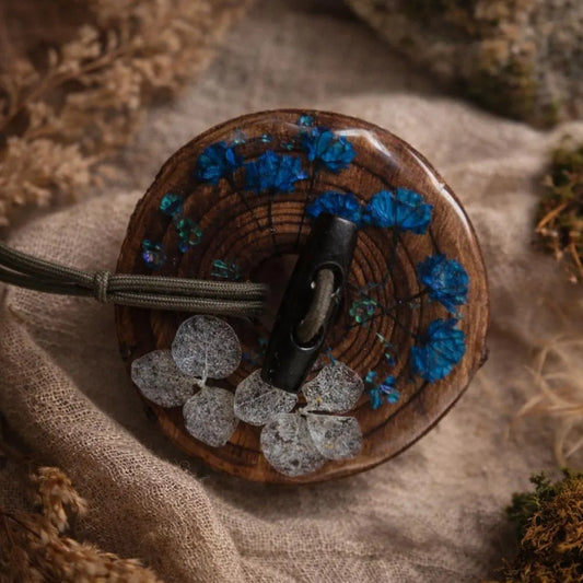 Handcrafted Wood Dreadlock Tie with Real Dried Flowers – Wrap Holder for Dreads
