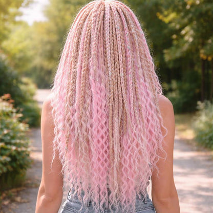 Pink White Hidden Base Visible Length Curly Hair Extensions