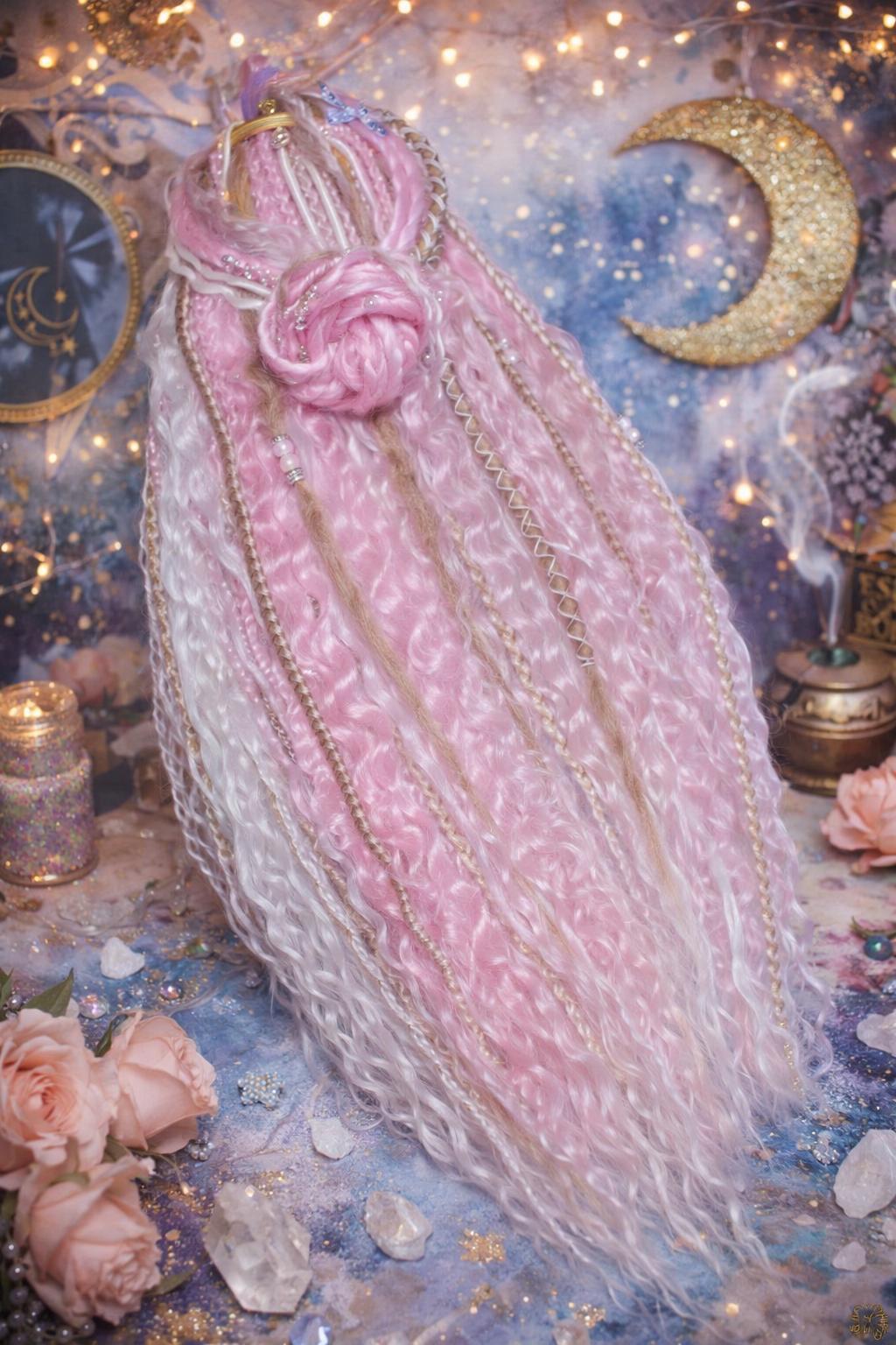 Pink White Hidden Base Visible Length Curly Hair Extensions