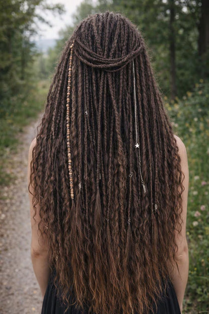 Dark Brown Hidden Base Curly Hair Extensions Set