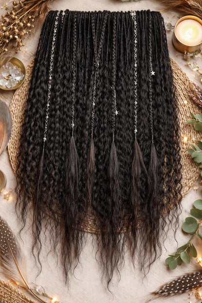 Dark Brown Hidden Base Curly Hair Extensions Set