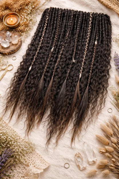 Dark Brown Hidden Base Curly Hair Extensions Set