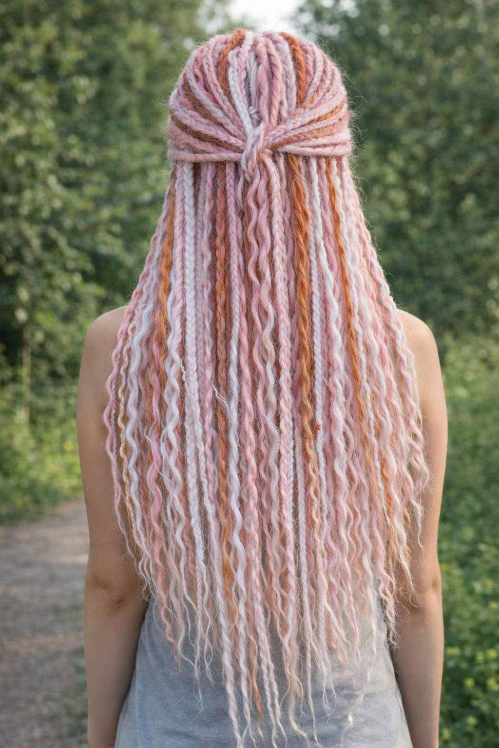 Pink White Red Hidden Base Visible Length Hair Extensions