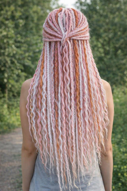 Pink White Red Hidden Base Visible Length Hair Extensions