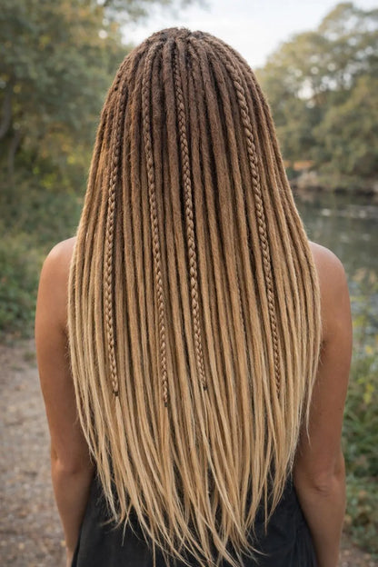 Ombre Blonde Dreadlock Extensions – Soft Synthetic Dreads, Natural Gradient Look