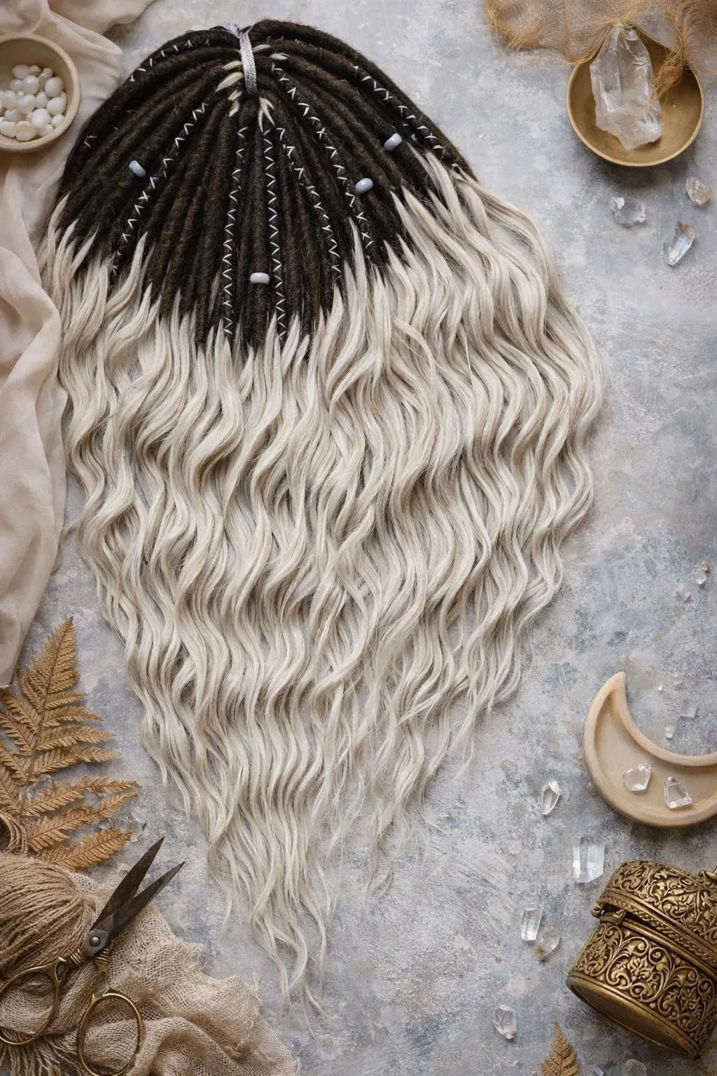 Light Beige Blonde Brown Boho Dreadlock Extensions – Brushable Faux Dreads, Soft Look