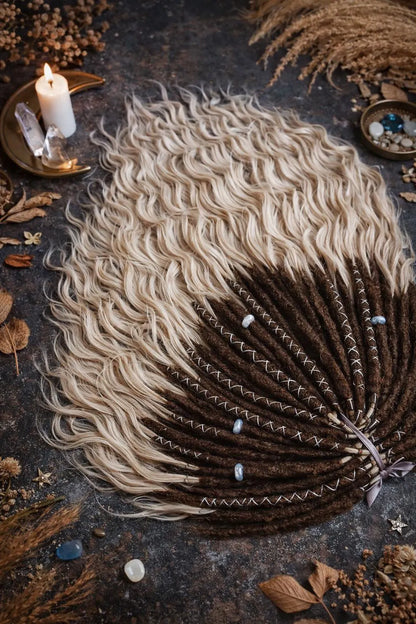 Light Beige Blonde Brown Boho Dreadlock Extensions – Brushable Faux Dreads, Soft Look