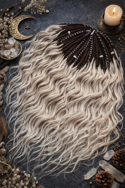 Light Beige Blonde Brown Boho Dreadlock Extensions – Brushable Faux Dreads, Soft Look
