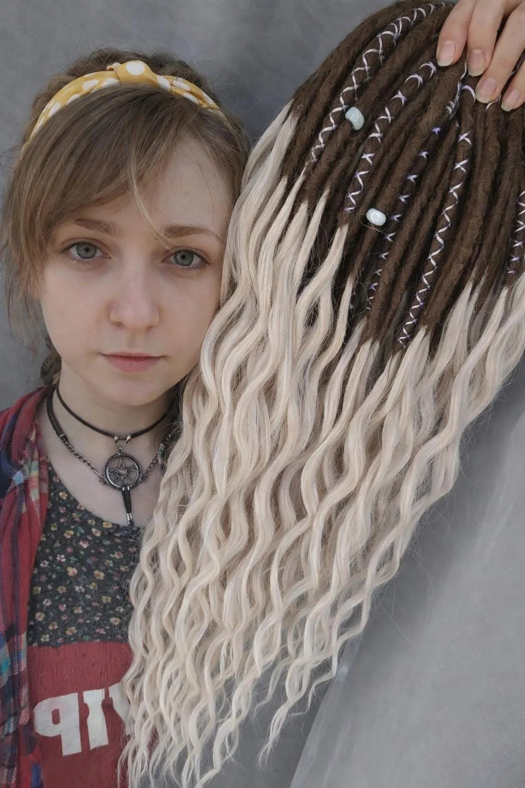 Light Beige Blonde Brown Boho Dreadlock Extensions – Brushable Faux Dreads, Soft Look