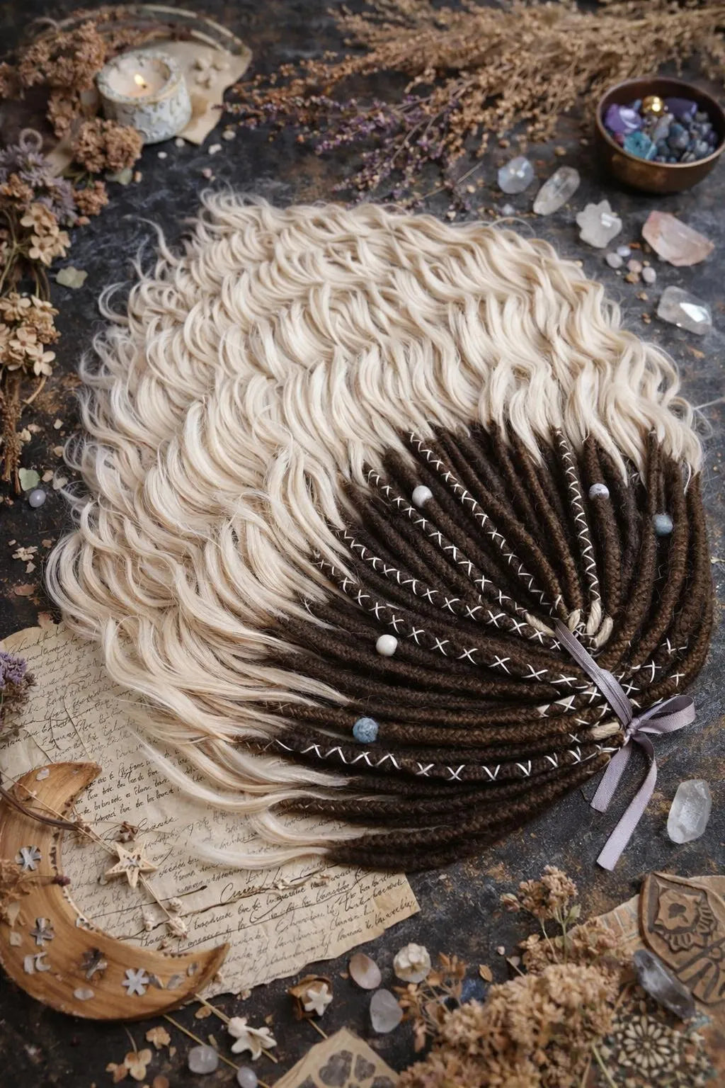 Light Beige Blonde Brown Boho Dreadlock Extensions – Brushable Faux Dreads, Soft Look