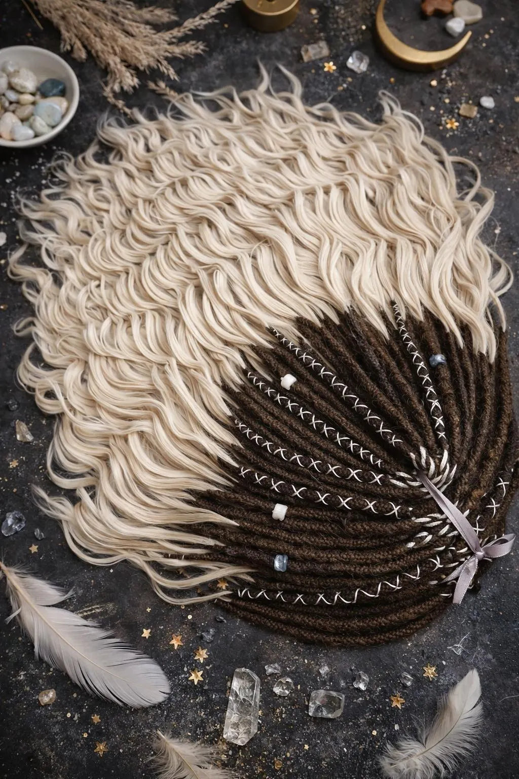 Light Beige Blonde Brown Boho Dreadlock Extensions – Brushable Faux Dreads, Soft Look