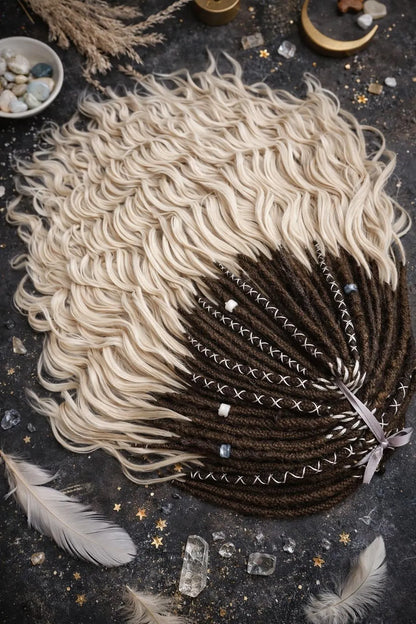 Light Beige Blonde Brown Boho Dreadlock Extensions – Brushable Faux Dreads, Soft Look