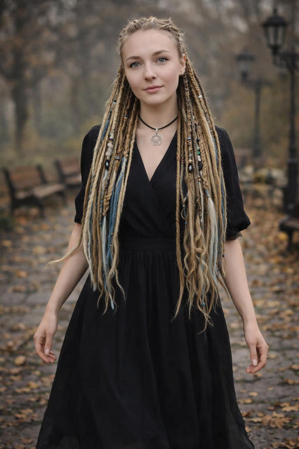 Blonde Blue Boho Fake Dreads – Double Ended Synthetic Dreads with Loose Ends